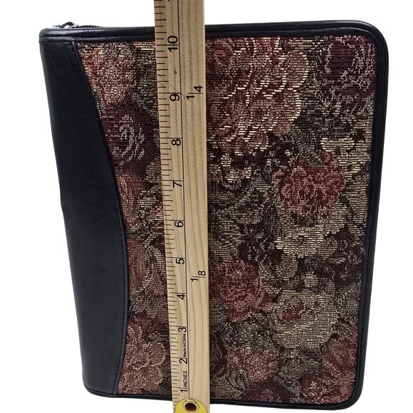 Franklin Covey Black Leather Floral Tapestry Zip Planner Binder Classic - Picture 10 of 16